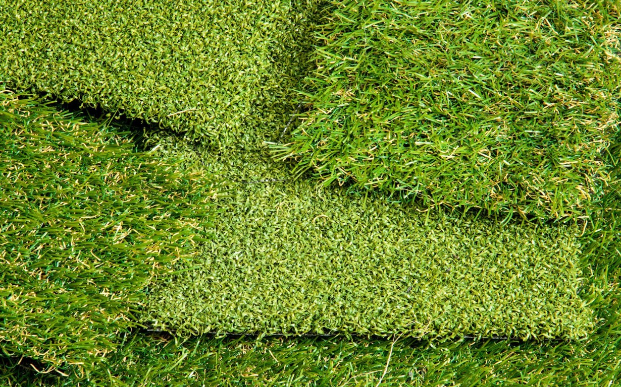 Close-up of eco-friendly artificial grass texture showing natural appearance